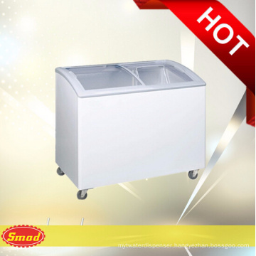 Sliding curved glass door ice cream freezer showcase